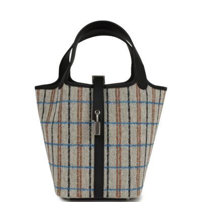 Hermes Picotin Lock 18 Black Swift and Ecru, Bleu, Black and Fauve Toile H Canvas PHW