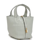 Hermes Picotin Lock 18 Gris Neve Clemence GHW