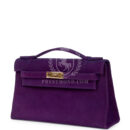 Vintage Hermes Kelly Pochette Violet Doblis GHW