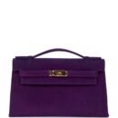 Vintage Hermes Kelly Pochette Violet Doblis GHW