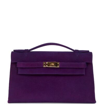 Vintage Hermes Kelly Pochette Violet Doblis GHW